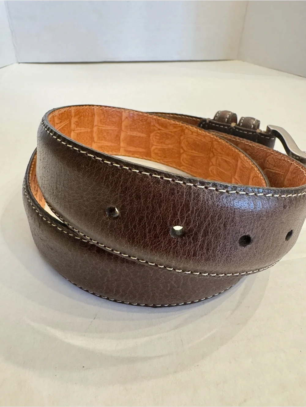 Martin Dingman Bill Water Buffalo Leather Belt Brown 30 USA Handcrafted 40395